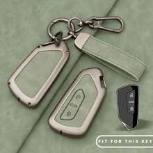 Zinc Alloy Car Key Protective Case With Round Ring Lobster Clasp Leather Strap, Compatible With Golf 8, Tiguan, Passat, Taigo, Arteon, ID.3, ID.4, Enyaq IV, Elroq, Octavia, Superb, Kodiaq, Leon, Tarraco, Ateca, Formentor, Born, Key Fob Cover, Provides Comprehensive Protection For Key Fob, Perfect Car Interior Accessory For Car Owners - Style D - View 7