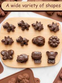 3 Types Of Cute Little Bear, Hippo And Lion Silicone Molds. Each Type Comes With 8/12 Animal-Shaped Designs. Easy To Make Chocolate Candies, Cakes And Jelly. Non-Sticky, Easy To Clean And Reusable Baking Tools. - Multicolor - View 9