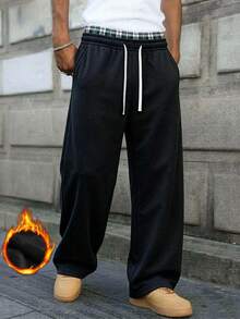 New Men's Casual Long Pants Drawstring Minimalist Design Dual Side Pockets Portable Storage Sports Style - Grey - View 4