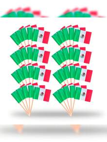 100 Palillos Cocteleros Bandera México Bocadillos Chef Snack, Palillos para Platillos, Anotjos Mexicanos GRUPO CARNAVALLIA - Verde - Ver 10
