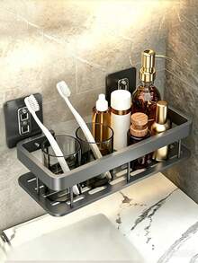 2 buah Rak Penyimpanan Kamar Mandi, Rak Sudut Kamar Mandi Aluminium yang Dipasang di Dinding, Anti Karat, Rak Penyimpanan Kamar Mandi Tanpa Bor, Digunakan untuk Menyimpan Kosmetik dan Perlengkapan Mandi di Kamar Mandi, Wastafel, Dapur - MultiWarna - View 19