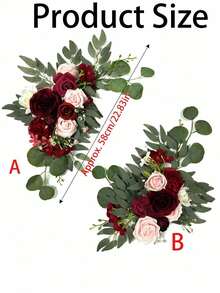 2pcs Wedding Arch Decor, Artificial Burgundy Wedding Flower Bouquet, Suitable For Welcome Board, Decoration And Arch Floral Arrangement, Applicable For Wedding, Birthday, Opening Ceremony And Party - Multicolor - View 4