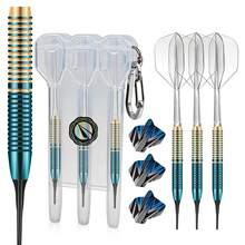 HUANUQ 20g Brass Soft Tip Dart Set, 2 Colors Available, 3-Piece Integrated Dart Set, Threaded Non-Slip Dart Barrel, Equipped With Extra Replacement Dart Shafts And Flights, Portable Storage Box (Includes Carabiner, Can Be Carried Around), Professional Indoor Dart Throwing For Beginners And Advanced Players, Professional Darts For Dart Enthusiasts - Multicolor - View 1