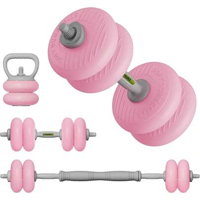 Kisnbld 3-IN-1 Dumbbell Set With Connector,3-IN-1 Fixed Weight Dumbbell Set Used As To Barbell & Kettlebell For Home Gym, Fitness Exercise For Men Women Beginners