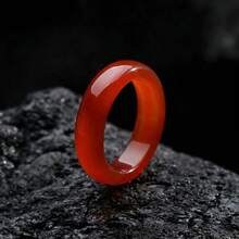 Pinannie 6mm Red Agate Ring For Women, Natural Stone Band, Protective Good Luck Gemstone Ring, Feng Shui Everyday Jewelry, Gift For Her (US Size 6 7 8 9) - Red - View 8