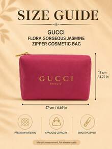 Gucci Dreamy Fragrant Jasmine Zipper Makeup Bag, 17*12cm, 1pc, Soft Fabric With Smooth Zipper, Ample Capacity, Suitable For Daily Storage And Travel - Hot Pink - View 11