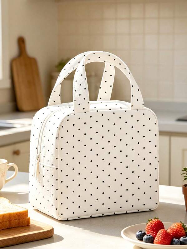 New Polka Dot Print Handheld Lunch Bag, Outdoor Picnic Storage Bag, Makeup Bag, Toiletry Bag, School Lunch Bag, Travel Organizer Bag, Lightweight Portable Handheld Travel Makeup Storage Bag, Toiletry Bag, Women's Small Handbag, Non-Food Contact, Daily Storage Bag, Outdoor Travel Luggage Storage Bag, Yoga Fitness Bag, Travel Luggage Organizer Bag, Portable Compact Style, Corduroy Material, Floral Print Decoration, Top Handle Makeup Bag, Minimalist Casual Large Capacity Commuter Bag, Fashion Polka Dot Shoulder Bag