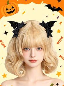 2pcs Dark Cute Devil Hair Clips Side Clips Halloween Hair Clips Black Bat Wings Suitable For Halloween Costume Daily Party - Multicolor - View 10