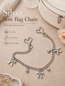 Bowknot Pattern Handbag Chain Accessory, Handbag Extension Chain, Decorative Replaceable Metal Bag Chain, Fashion Y2K Keychain - Multicolor - View 7