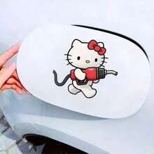 SANRIO 1pc 2D Flat Rhinestone Hello Kitty Fuel Tank Cap Sticker, Hello Kitty Holding Gas Pump, Car Decoration Sticker, Waterproof & Sun-Resistant, Sweet Style, Car Modification Sticker, Suitable For All Types Of Car Fuel Tank Caps, Great Gift For Family And Friends - A - View 8