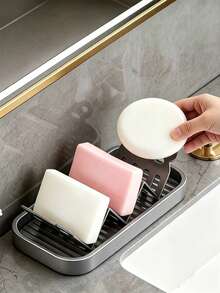 1pc Panda Soap Holder + Soap Dish 2 Pieces Set, With Perforated Detachable Baffle Detail, Multi-Soap Storage And Drainage Function, Practical Bathroom Accessory, Exquisite Bathroom Decor, Suitable For Shower Room And Kitchen Home Scenes - Multicolor - View 4