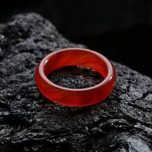 Pinannie 6mm Red Agate Ring For Women, Natural Stone Band, Protective Good Luck Gemstone Ring, Feng Shui Everyday Jewelry, Gift For Her (US Size 6 7 8 9) - Red - View 10