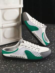 Zapatos casuales mule sin talón para caballeros, malla de alta ventilación evita sobrecalentamiento. Suela antideslizante y resistente, 3 colores disponibles. Ideal para paseos;ligeros y cóm - Verde - Ver 3