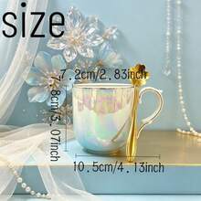 Set Mug Kopi Keramik 250ml, Cangkir Keramik *1 + Sendok Stainless Steel *1, Cangkir Air/Cangkir Kopi/Cangkir Teh, Untuk Rumah/Kantor/Kedai Kopi, Set 2 Buah - Set dua potong - View 2