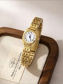 1pc Women's Bracelet Watch, Round White Dial With Roman Numerals, Simple And Versatile, Suitable For Daily Wear And Business Occasions, Perfect Gift For Women, Luxury Women's Gift, Women's Hand Accessory, Small Watch, Elegant Women's Accessory - Gold - View 2