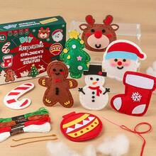 Kit Pembuatan Ornamen Natal dari Kain Felt Jahit Tangan DIY untuk Pemula, Berbagai Pola Karakter Natal Klasik, Set Proyek Kerajinan Tangan yang Menyenangkan, Sempurna untuk Membuat Dekorasi Gantung Pohon Natal, Pesta Liburan & Hadiah Kerajinan Tangan Interaktif Orang Tua-Anak - MultiWarna - View 10