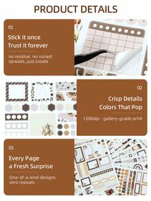DanSoul 24 Large Coffee Theme Planner Sticker Book, Pre-Cut 3 Material Waterproof Matte PET Scrapbook Functional Sticker Set, Suitable For Bullet Journal Stationery Notebook Gift Office School Supplies Back To School - Scrapbook Stickers - View 4
