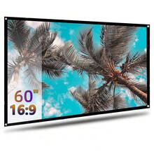 Outdoor Projection Screen 60 Inch, Washable Projector Screen 16:9 Foldable Anti-Crease Portable Projector Movies Screen For Home Theater Outdoor Indoor Support Double Sided Projection (With Hook) - View 1