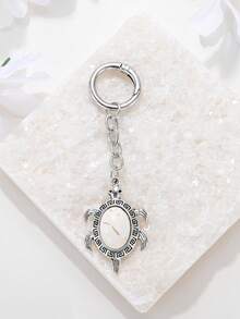 1pc Vintage Rhinestone Turquoise Turtle Keychain, Bag, Earphone Case Pendant, Car Keyring, Unisex, Souvenir, Animal Lover Gift - Multicolor - View 7