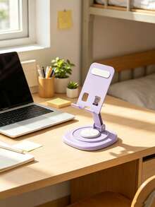 360° Rotatable Desktop Phone Stand, Multi-Color Macaron Series Universal Phone And Tablet Holder, Foldable Height Adjustable, Stable Heavy-Duty Base, Anti-Slip Anti-Tip Design, Compatible With Smartphone And Tablet, Hands-Free For Watching Movies, Online Classes, Office Work, Lightweight And Portable, Space-Saving, Practical Digital Accessory For Home, Dorm, Office - Multicolor - View 3