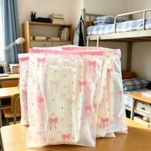 5入小號與中號可愛蝴蝶結A4文件袋，學生考卷收納袋，防水拉鍊半透明文件袋，可標記文字，學校用品 - 蝴蝶結收納袋 - 查看 4