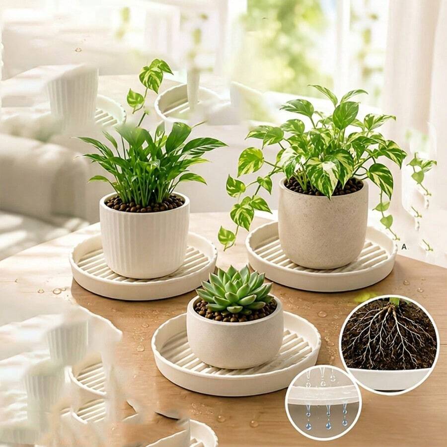 1pc Thickened Breathable Flower Pot Tray | Drainage Anti-Root Rot Flower Pot Bottom Tray | Indoor Balcony Universal Flower Pot Base | 2 Colors Available