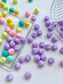 30pcs 9*10mm Macaron Color Resin Acrylic Asymmetrical Round Beads DIY Handmade Loose Beads Accessories Bracelet Jewelry Materials - Irregular Beads - View 3