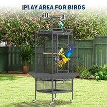 Techigher 155 Cm Wrought Iron Play Top Bird Cage With Rolling Stand, Perch & Feeder, Large Parrot Cage For Parakeets, Cockatiels, Conures, Parrots - one-size - View 5