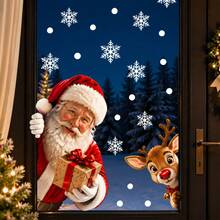 Christmas Window Stickers Santa Claus Reindeer Snowflake Glass Decals Cute Holiday Window Clings Christmas Home Decor - Santa Claus - View 5