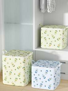 Large Capacity Flower Storage Boxes With Flip-Top Lids & Handles Portable Dustproof Clothes Storage Bags Flower Pattern Organizer Blanket Bedding Comforters Organizer For Bedroom And Closet Bedroom Home Essentials Accessories - Multicolor - View 6
