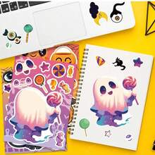 6 Sheets Halloween Puzzle Stickers,DIY Character Craft Face Stickers, Create Your Own Witch, Werewolf, Mummy, Black Cat, Ghost, Pumpkin, Halloween Party Activity Stickers For Craft Projects - Multicolor - View 2