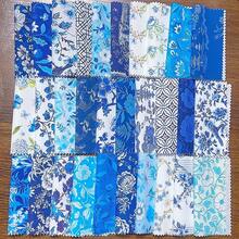 30pcs 25*25cm Hydrangea & Floral Print Fabric Set | Pre-Cut Quilt Squares, 30 Fashionable Floral Patterns, Suitable For Quilting, Patchwork, Sewing And DIY Crafts - Blue Series - View 12