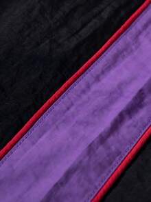 Men's Nylon Ice Silk Quick Dry Pants, Side Contrast Stripe, Elastic Waist Cuffed Hem, Casual Sports Long Pants - Black - View 5
