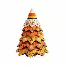 Americana Christmas Tree Quilt Kit, American Style Halloween Christmas Tree Patchwork DIY Materials - Multicolor - View 2