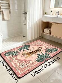 Hippie Style Carpet, Bathroom Mat, Area Decor Rug, Faux Wool Tropical Pink, Bohemian Bathroom Mat, Kitchen Indoor Entryway Small Rug, Modern Vintage Distressed Style Decorative Mat - Hippie Style - View 13