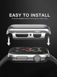 1pc Fashion New PC Watch Protective Case Compatible With Apple Watch 38mm 40mm 41mm 45mm 44mm 42mm 49mm Compatible With Apple Watch Ultra Series Ultra 9 8 7 6 5 4 3 2 1 SE Waterproof Anti-Scratch Anti-Collision Double-Row Rhinestone Watch Protective Case For Women And Men - Black - View 6