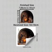 1pc 2D Mouse Hole Halloween Wall Sticker, Witch Hat Mouse Pumpkin Candy Spider Mini Door Wall Decal, Suitable For Baseboard, Stair Corner, Cabinet, Halloween Party Indoor Surface Decoration - Multicolor - View 4