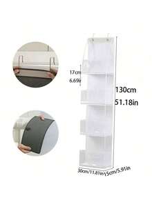 Bathroom Door Hanging Storage Bag, Multi-Purpose Door Back Organizer, Compartment Storage, Foldable Home Storage Bag, Wall-Mounted Multi-Layer Transparent Visible Storage Bag - Multicolor - View 17
