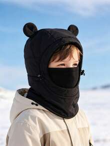 Children's Pullover Hat, Outdoor Skiing Hat, With Ear And Neck Protection, Cute Ear One-Piece Hat, Unisex, Autumn/Winter Style - Multicolor - View 3
