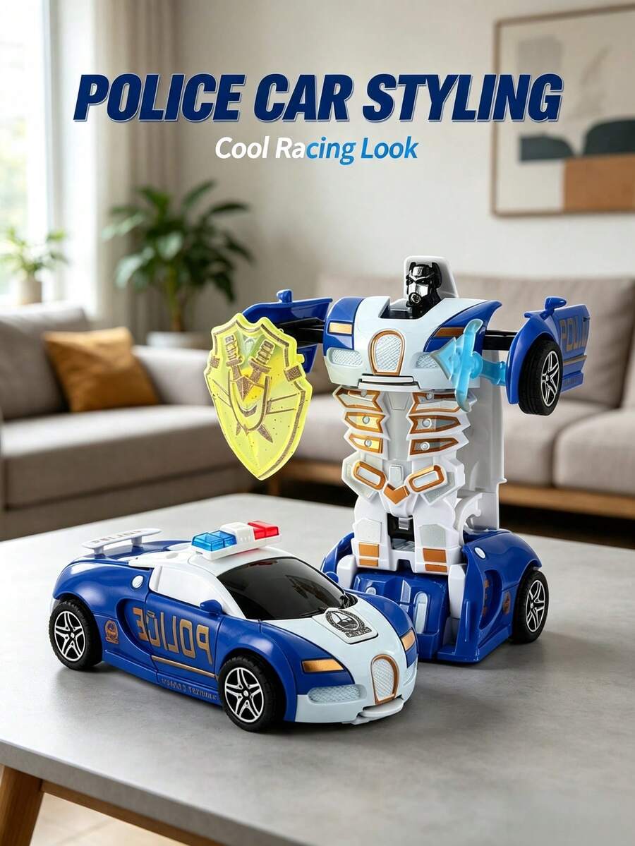 1pc Robot Transforming Toy Car, Creative Fun Cool Sports Car, Collision Auto-Transforming Robot Mode, Vehicle Toy Set, Children's Toy Car, Robot Toy, Christmas Gift, Boys Toy, Kids Game, Back To School