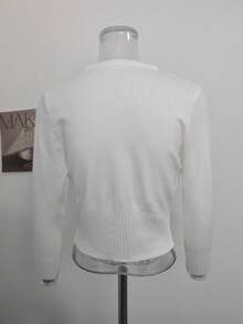 Slouchy Bow Design Knit Sweater Women Autumn/Winter Korean Casual Versatile Premium Knit Top - White - View 7