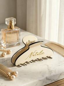 1pc Personalized Elegant Women's Vintage Acetate Hair Comb, Faux Pearl Name Design, Unique Hair Accessory, Suitable For Women, Perfect Gift For Her - Multicolor - View 5