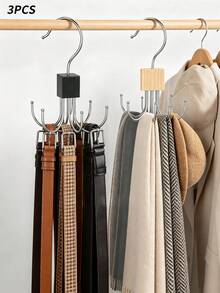 1PC 6-Claw Belt Hook, Wardrobe Scarf Storage Rack, 360° Rotating Space-Saving Storage Accessory, Suitable For Organizing Bras, Sleeveless Tops, Ties, Scarves, Hats And Handbags, A Must-Have For The Home. - Multicolor - View 2