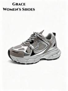 New Casual Sports Shoes, Fashion Thick Sole Sneakers, Versatile Couple Shoes, Suitable For All Seasons - Silver - View 6