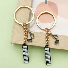 2pcs Fashion Enamel Piano Music Symbol Keychain Pendant Backpack Cute Key Ring Perfect Friend Gift - A - View 1