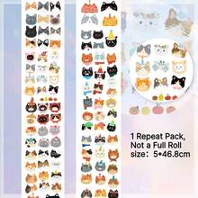 47cm/Loop Kawaii Kitty Head Colorful Cat Die Cut Sticker Cute DIY Goo Card Journal Scrapbooking Photo Card Phone Case Collage Supply - Black - View 6