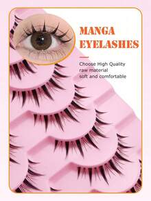 10 Pairs Anime Style Natural Cat Eye False Eyelashes, Cross-Style Thick Mink Fur Fake Lashes, Anime False Eyelashes Makeup Tool For Party And Travel - Black - View 3