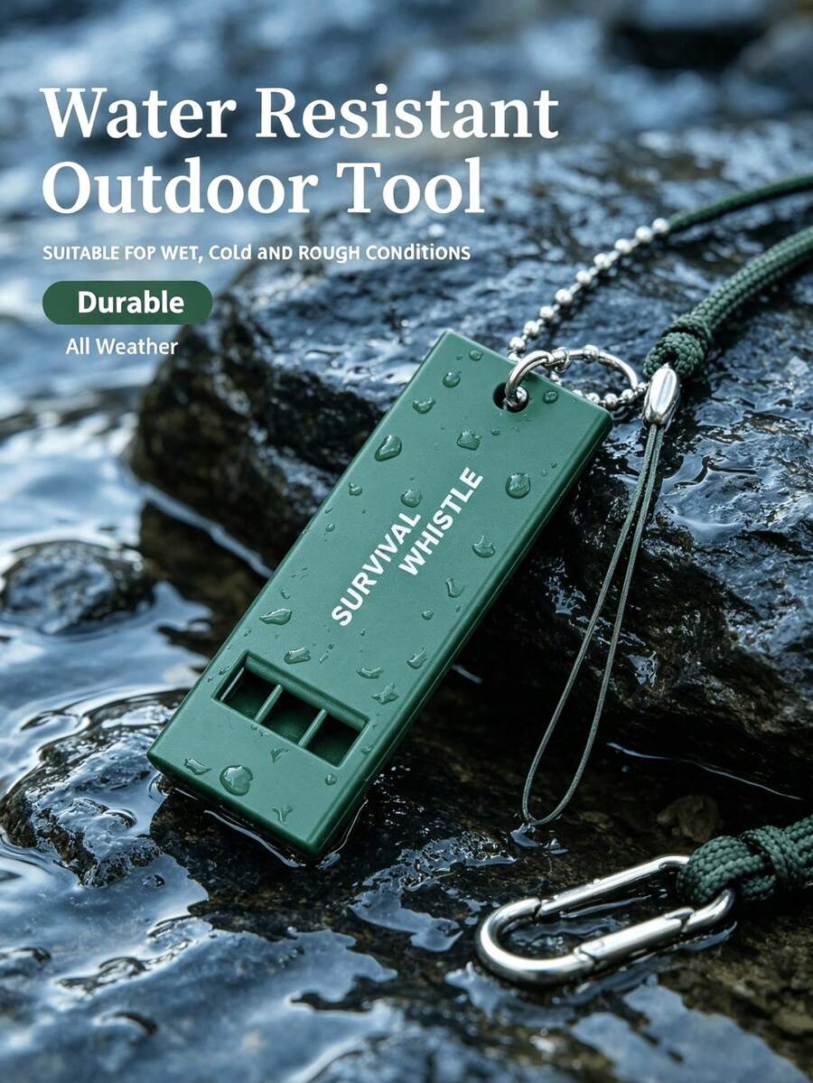 High-Frequency 3-Chamber Survival Whistle, Portable Emergency Signal Whistle, High-Volume Multi-Frequency Outdoor Rescue Whistle, Compact Emergency Equipment, Suitable For Camping, Hiking, Climbing, Earthquake And Wilderness Emergency Preparedness