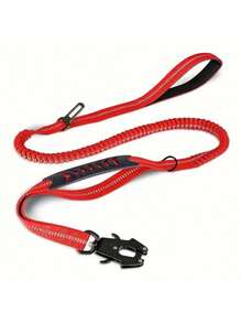 1pc 140-170cm Shock Resistant Dog Traction Rope,Heavy Duty Wear-Resistant Nylon Strap,Long Strap With Reflective Stripe & Metal D-Ring,Elastic Anti-Jump Buffer,Multifunction Pet Leash & Car Safety Belt For Daily Hiking Trip - Multicolor - View 11