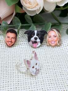 Personalized Acrylic Rings, Custom-Made To Your Own. Suitable For Occasions Such As Valentine's Day, Birthdays, Anniversaries, And Pet Anniversaries. - Multicolor - View 8